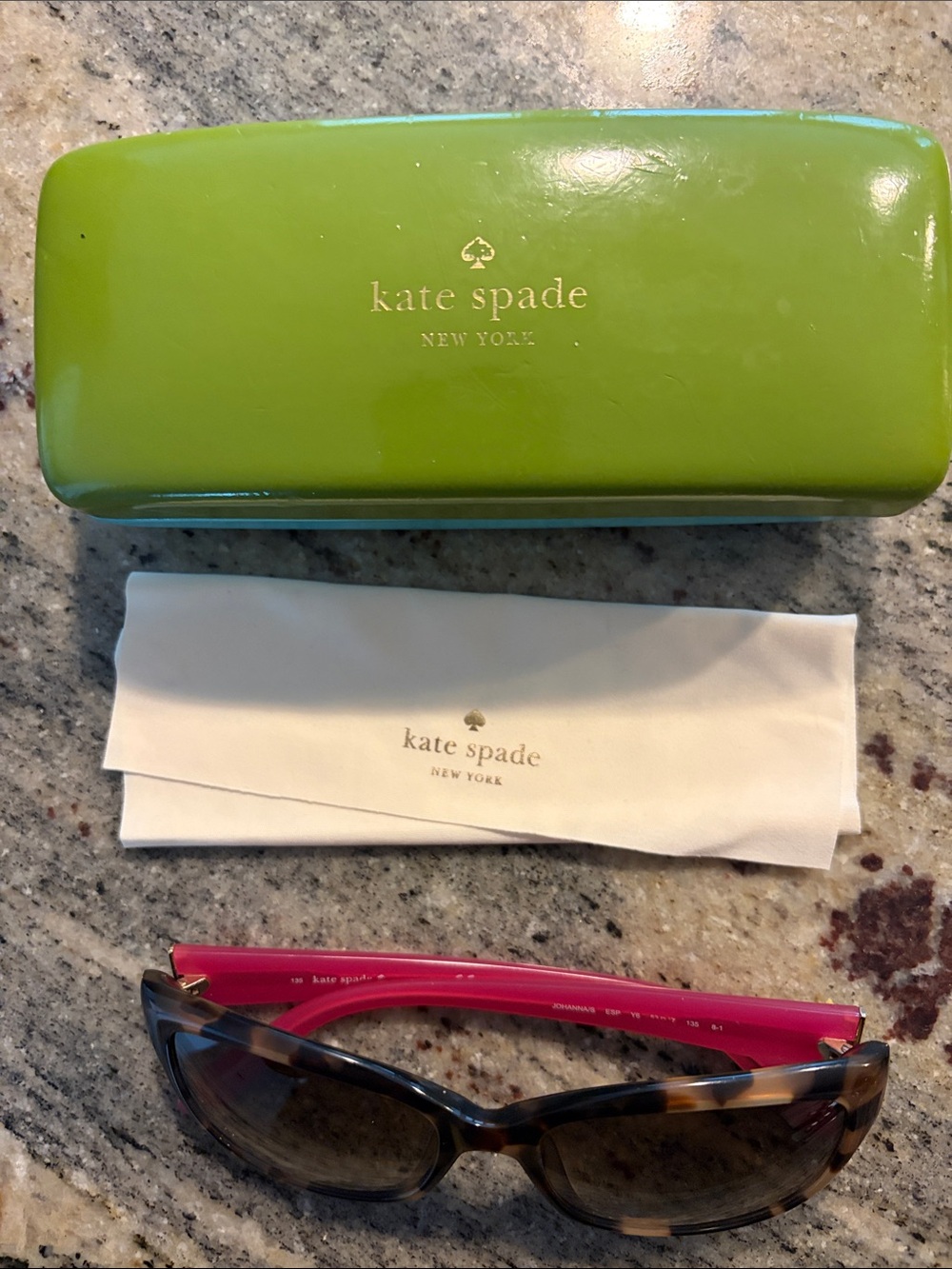 kate spade Tortoise Frame Sunglasses with Hot Pink Temples
